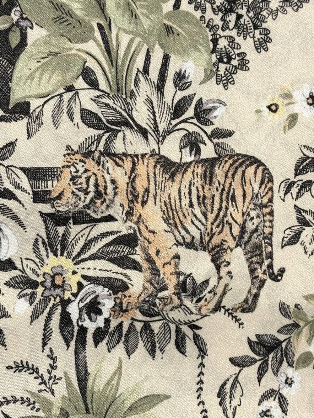 Anatara Tiger Jungle Birds Window Curtains Panels Drapes 84” Slight Satin Finish